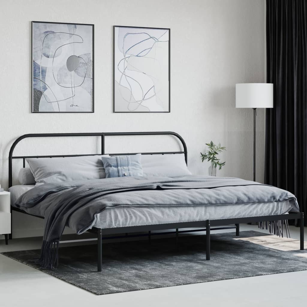 Estrutura de cama com cabeceira 193x203 cm metal preto