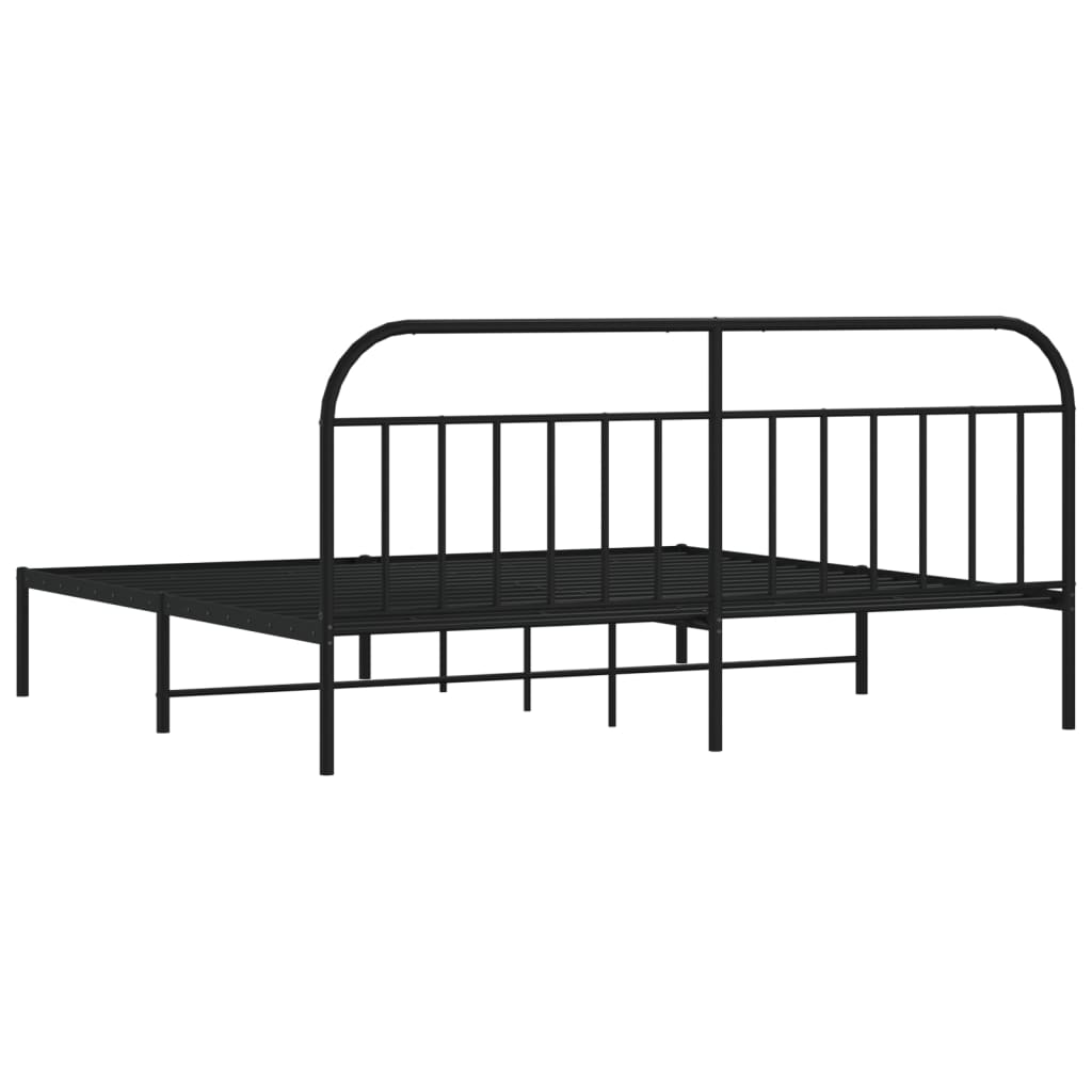 Estrutura de cama com cabeceira 193x203 cm metal preto