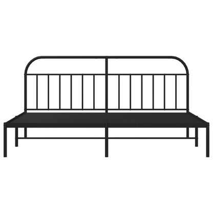 Estrutura de cama com cabeceira 200x200 cm metal preto