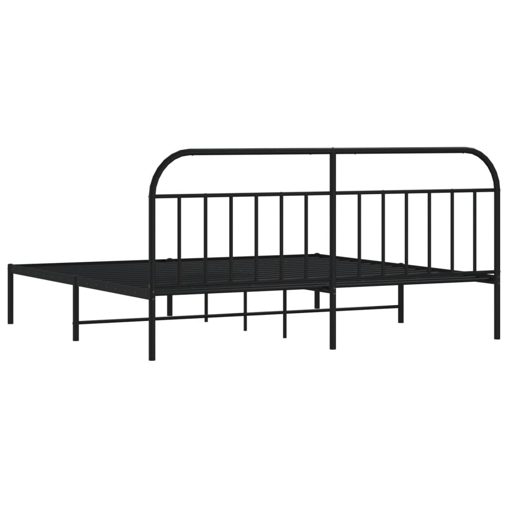 Estrutura de cama com cabeceira 200x200 cm metal preto