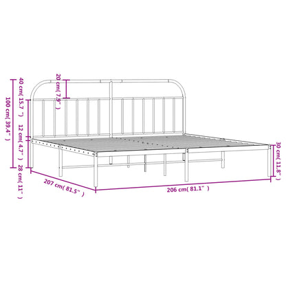 Estrutura de cama com cabeceira 200x200 cm metal preto