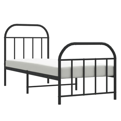 Estrutura de cama com cabeceira e pés 75x190 cm metal preto