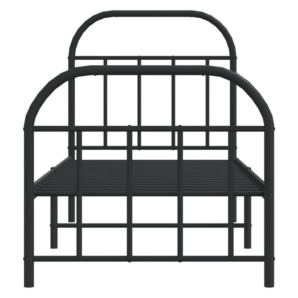 Estrutura de cama com cabeceira e pés 75x190 cm metal preto