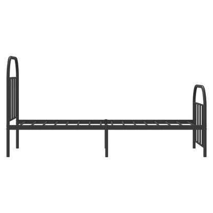 Estrutura de cama com cabeceira e pés 75x190 cm metal preto