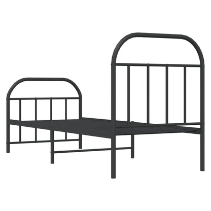 Estrutura de cama com cabeceira e pés 75x190 cm metal preto