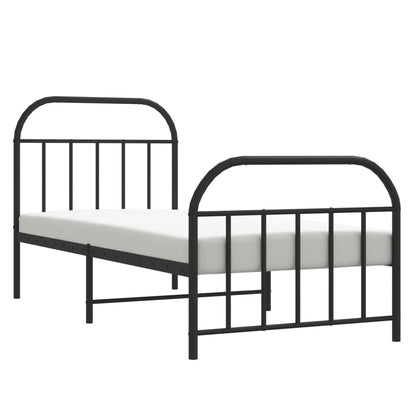 Estrutura de cama com cabeceira e pés 80x200 cm metal preto