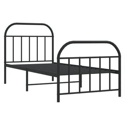 Estrutura de cama com cabeceira e pés 80x200 cm metal preto