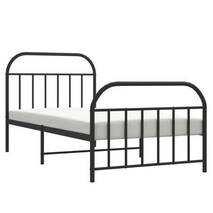 Estrutura de cama com cabeceira e pés 100x190 cm metal preto