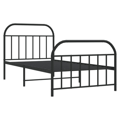 Estrutura de cama com cabeceira e pés 100x190 cm metal preto