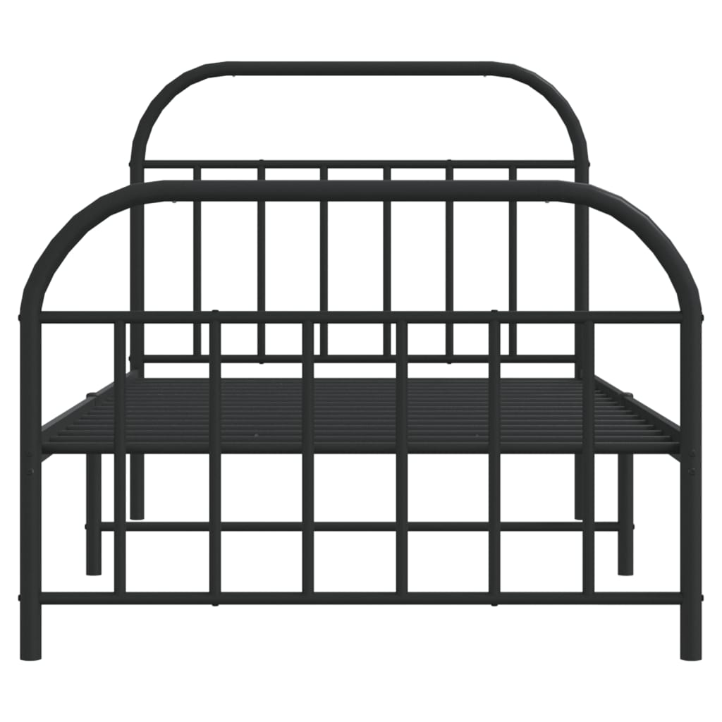 Estrutura de cama com cabeceira e pés 100x190 cm metal preto