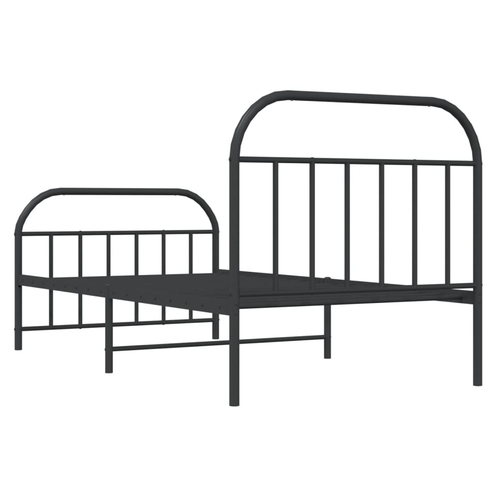 Estrutura de cama com cabeceira e pés 100x190 cm metal preto