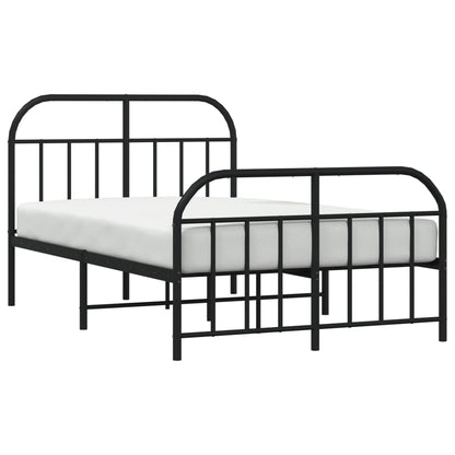 Estrutura de cama com cabeceira e pés 120x190 cm metal preto