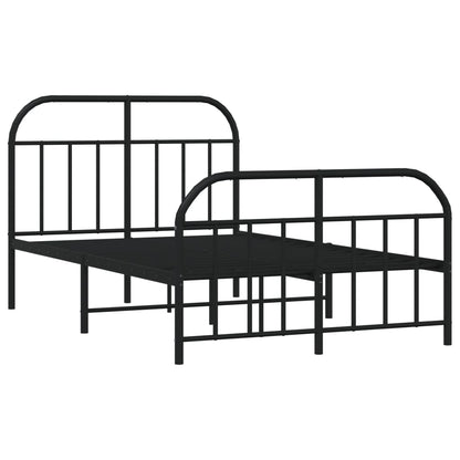 Estrutura de cama com cabeceira e pés 120x190 cm metal preto