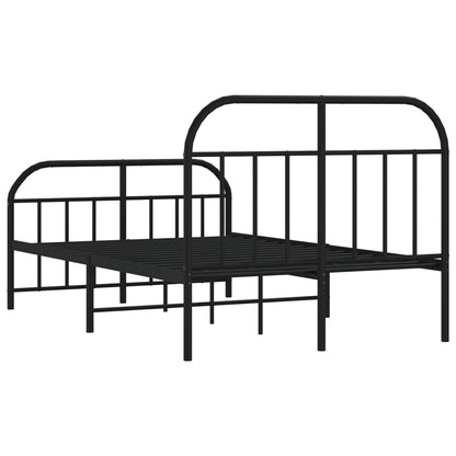 Estrutura de cama com cabeceira e pés 120x190 cm metal preto