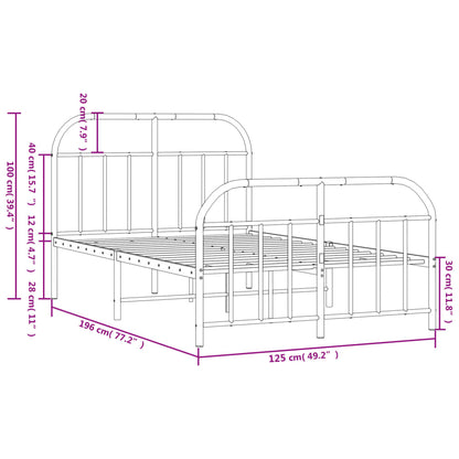 Estrutura de cama com cabeceira e pés 120x190 cm metal preto