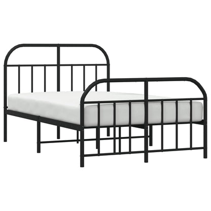 Estrutura de cama com cabeceira e pés 120x200 cm metal preto