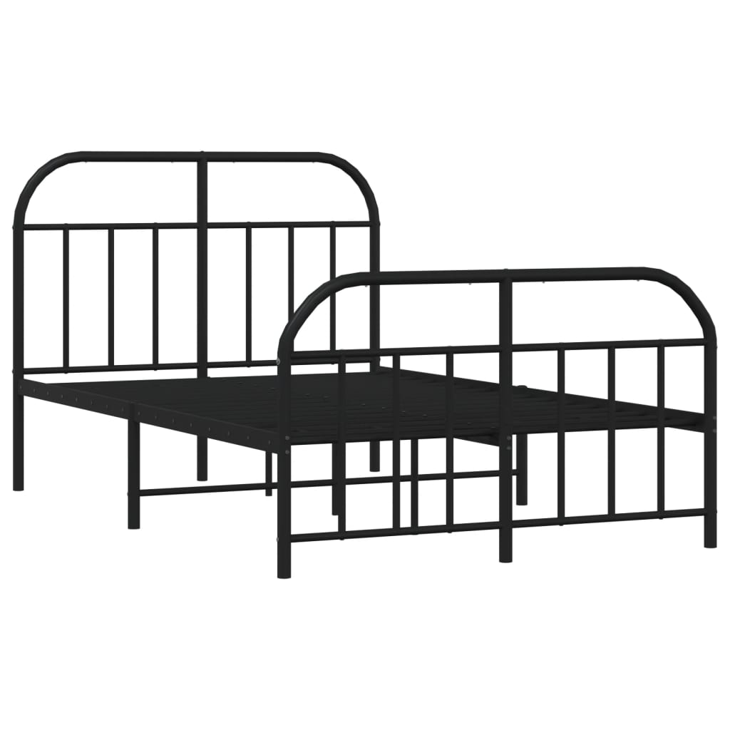 Estrutura de cama com cabeceira e pés 120x200 cm metal preto