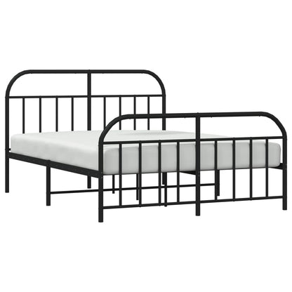 Estrutura de cama com cabeceira e pés 135x190 cm metal preto