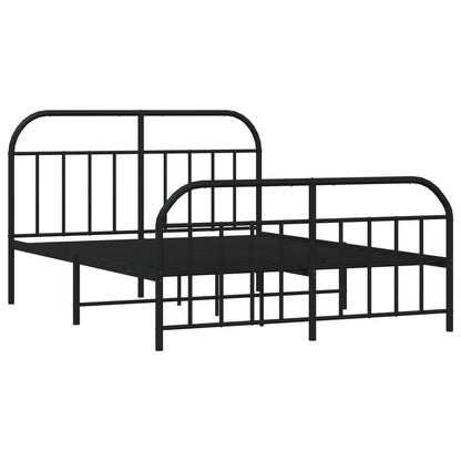 Estrutura de cama com cabeceira e pés 135x190 cm metal preto