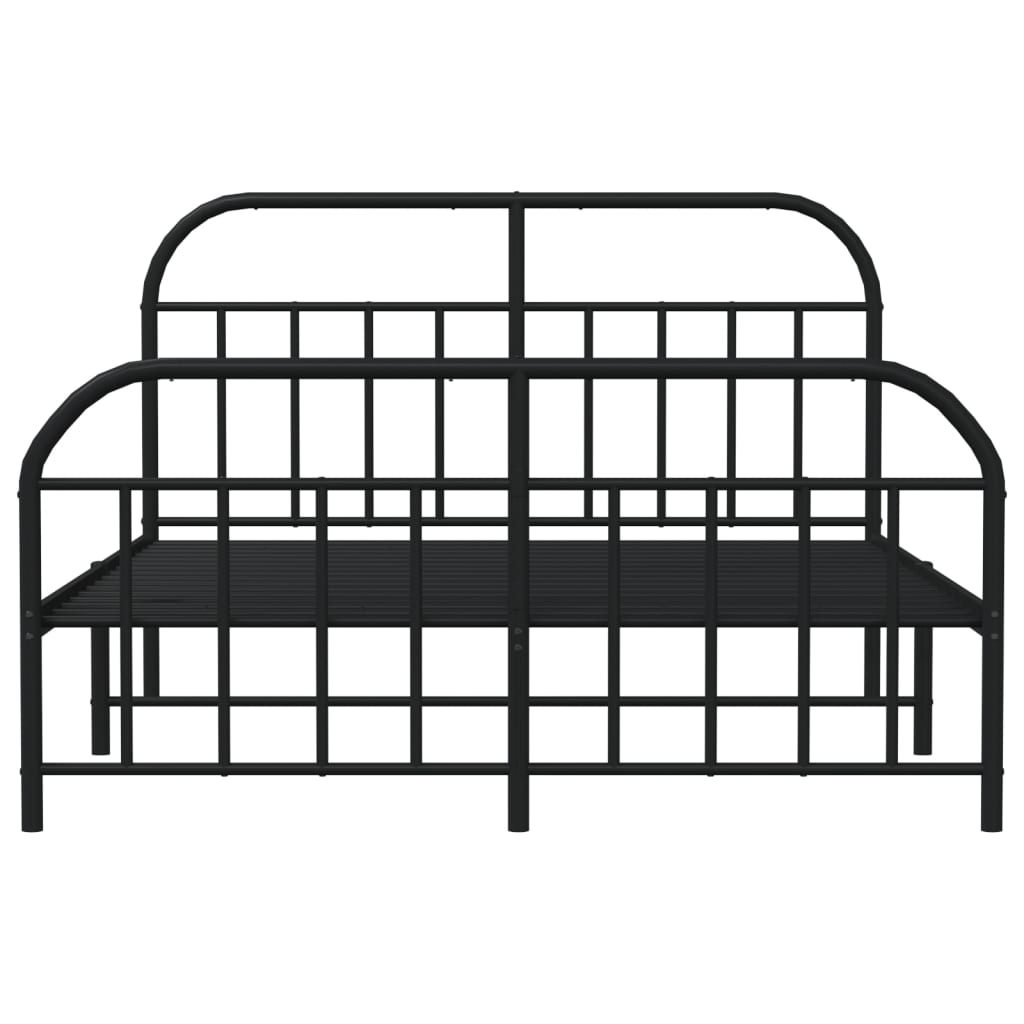 Estrutura de cama com cabeceira e pés 135x190 cm metal preto