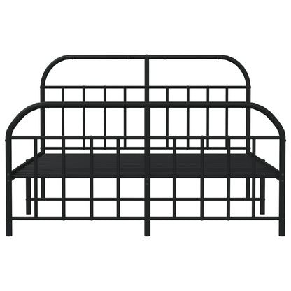 Estrutura de cama com cabeceira e pés 135x190 cm metal preto