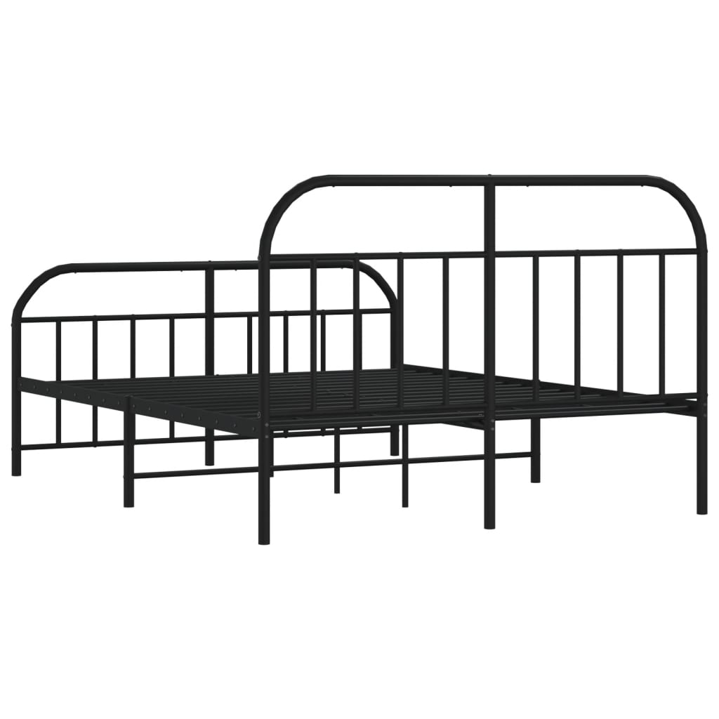 Estrutura de cama com cabeceira e pés 135x190 cm metal preto