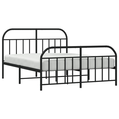 Estrutura de cama com cabeceira e pés 140x190 cm metal preto