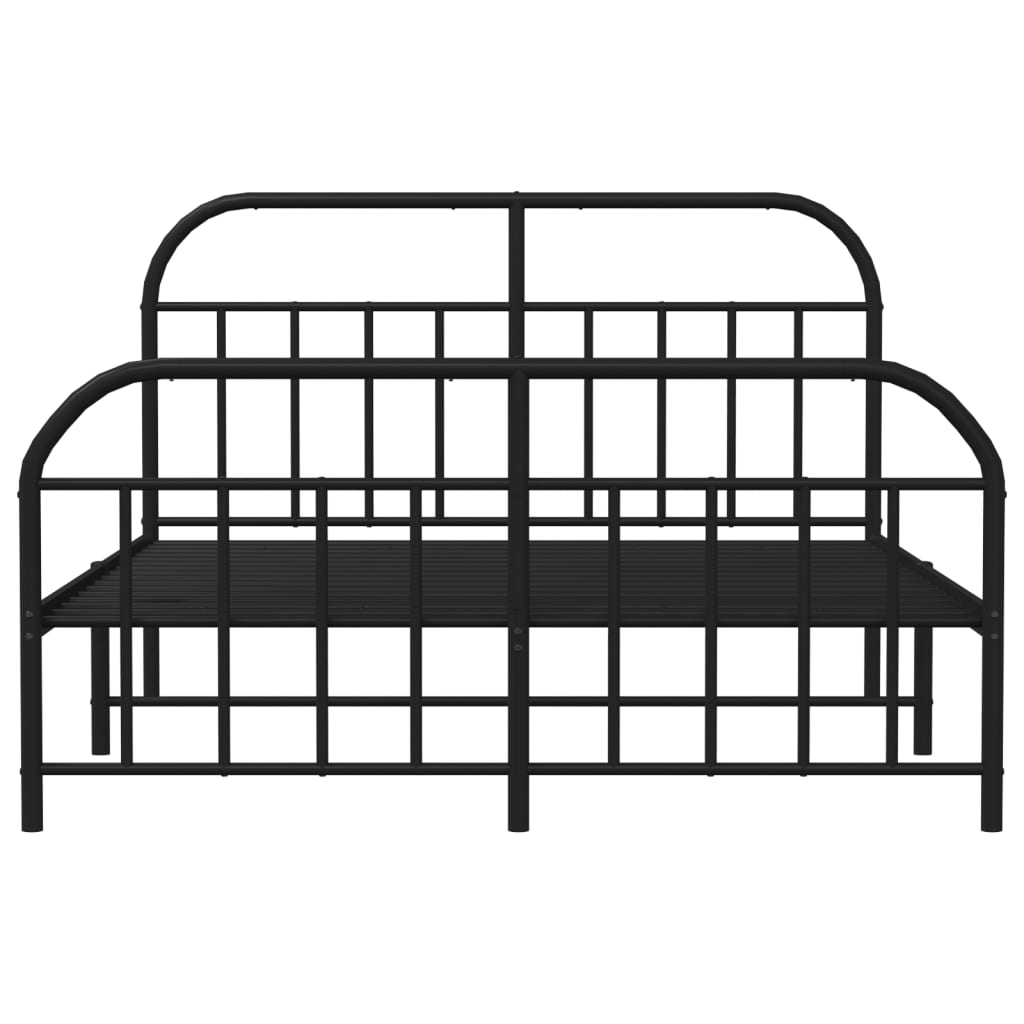 Estrutura de cama com cabeceira e pés 140x190 cm metal preto