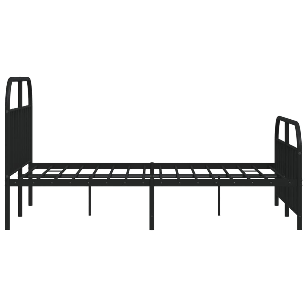 Estrutura de cama com cabeceira e pés 140x190 cm metal preto