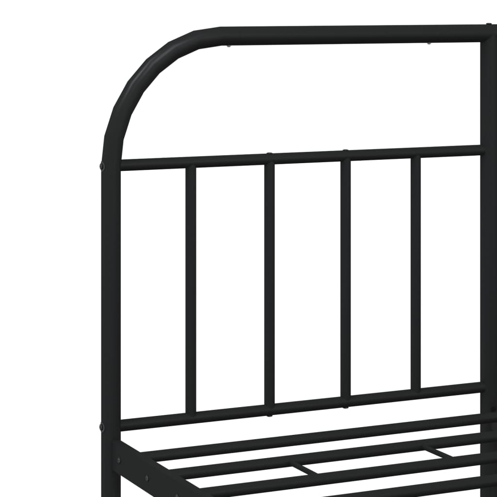 Estrutura de cama com cabeceira e pés 140x190 cm metal preto