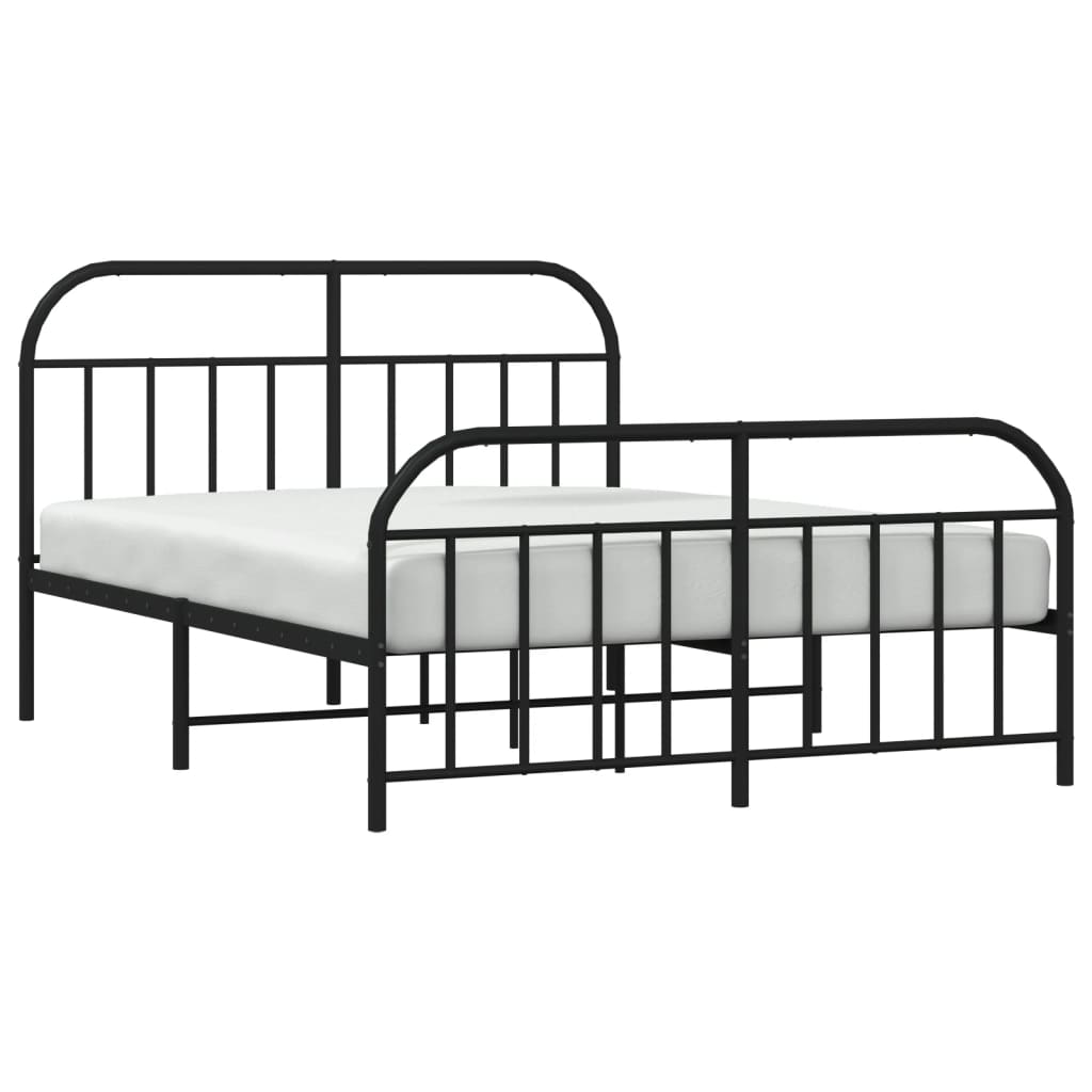 Estrutura de cama com cabeceira e pés 160x200 cm metal preto