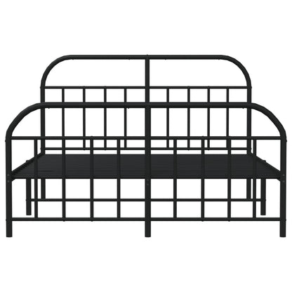 Estrutura de cama com cabeceira e pés 160x200 cm metal preto