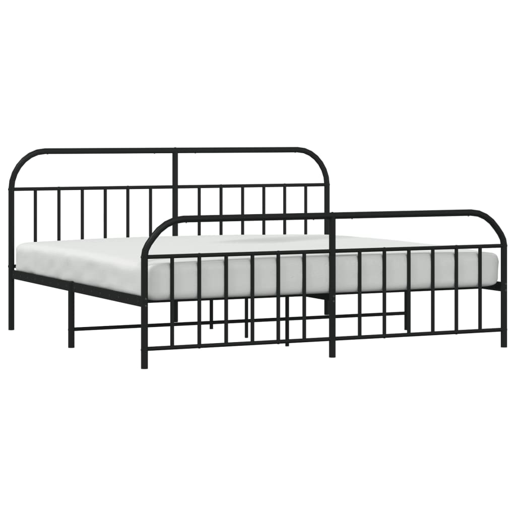 Estrutura de cama com cabeceira e pés 193x203 cm metal preto