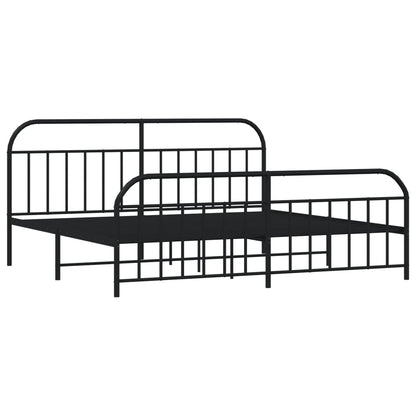 Estrutura de cama com cabeceira e pés 193x203 cm metal preto