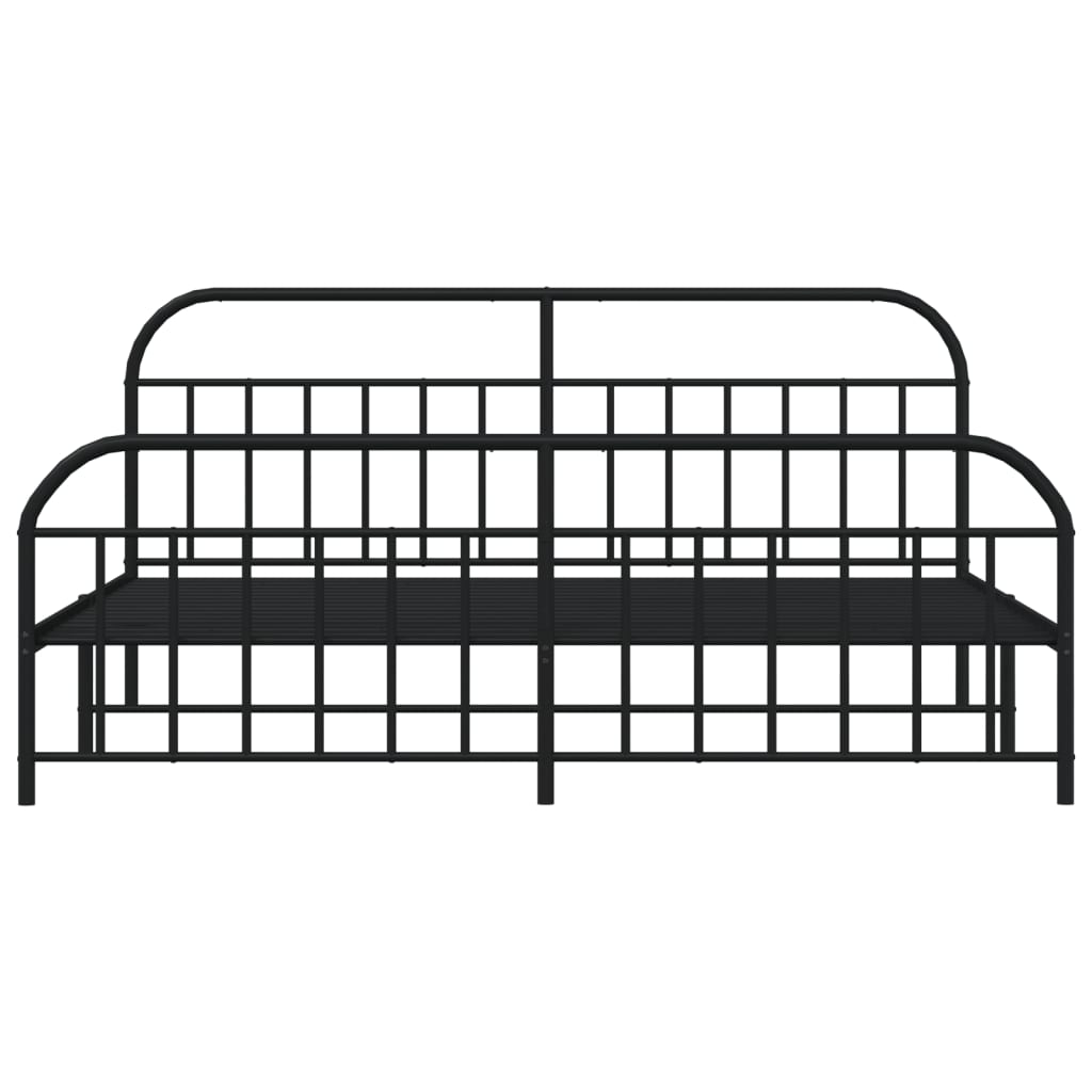 Estrutura de cama com cabeceira e pés 193x203 cm metal preto