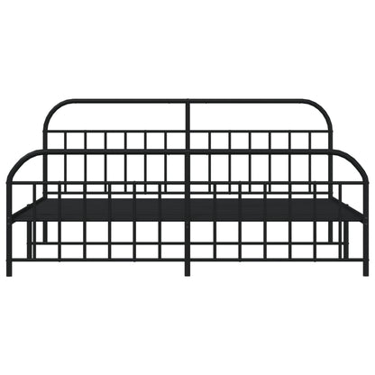 Estrutura de cama com cabeceira e pés 193x203 cm metal preto