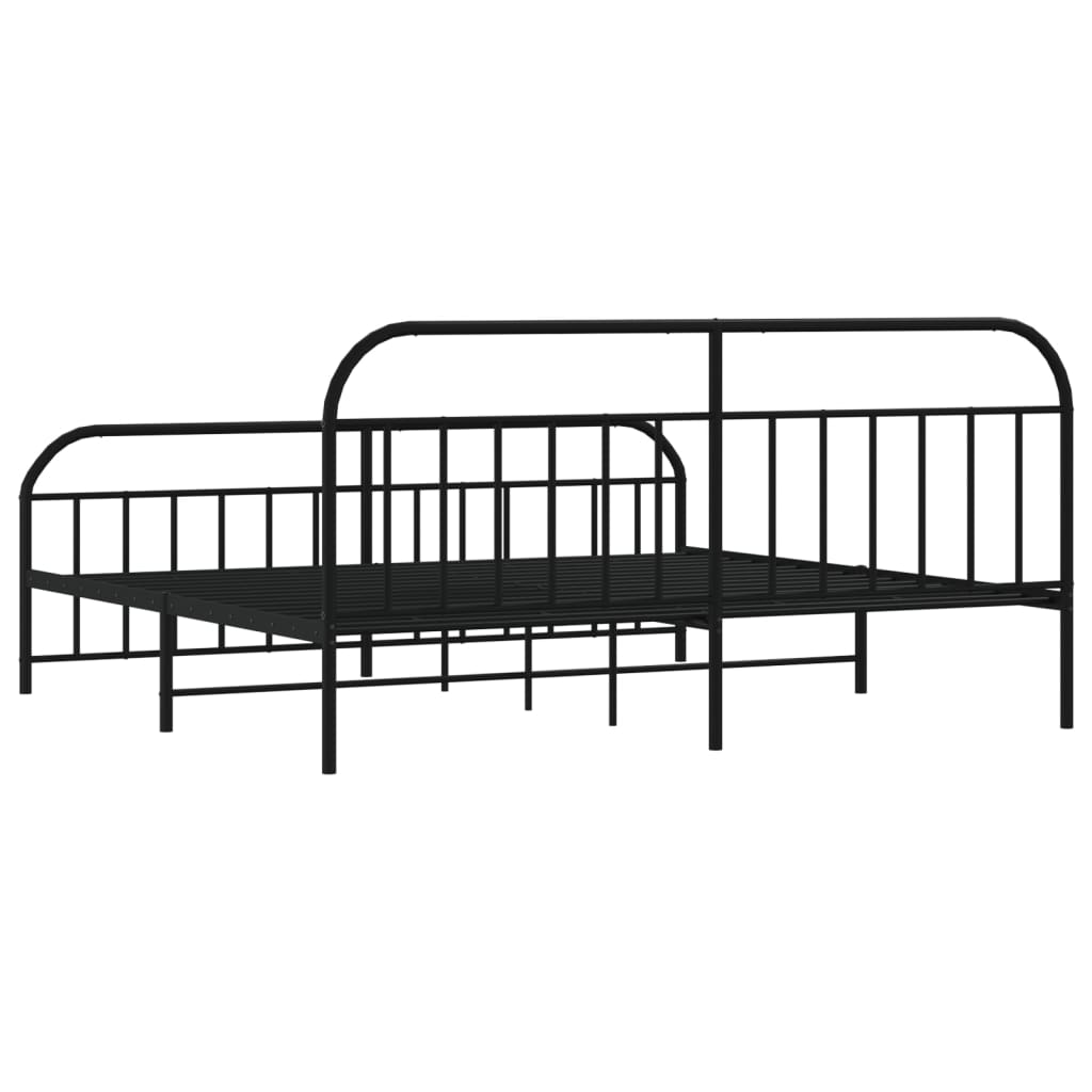 Estrutura de cama com cabeceira e pés 193x203 cm metal preto