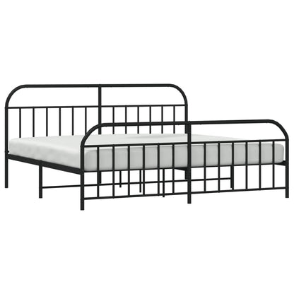 Estrutura de cama com cabeceira e pés 200x200 cm metal preto