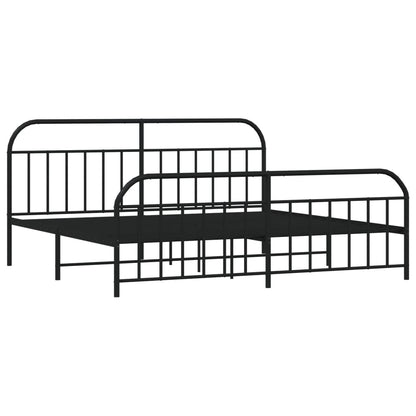 Estrutura de cama com cabeceira e pés 200x200 cm metal preto