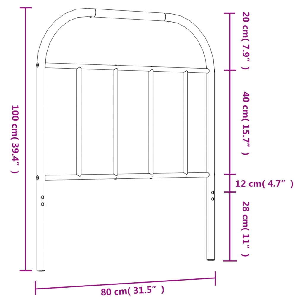 Cabeceira de cama 75 cm metal preto