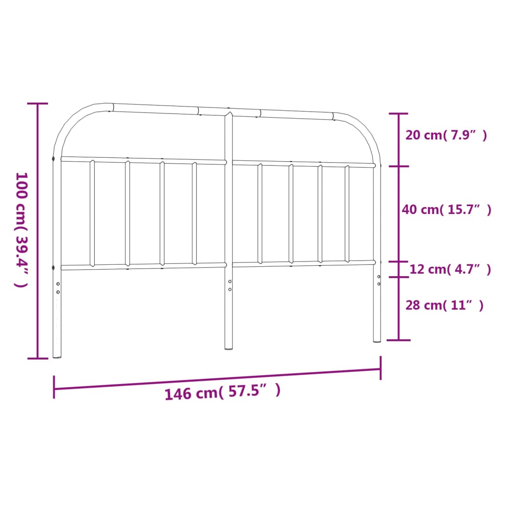 Cabeceira de cama 140 cm metal preto