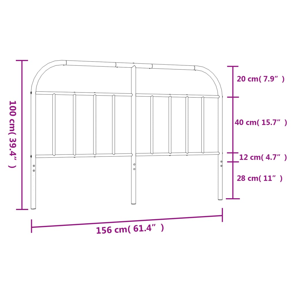 Cabeceira de cama 150 cm metal preto