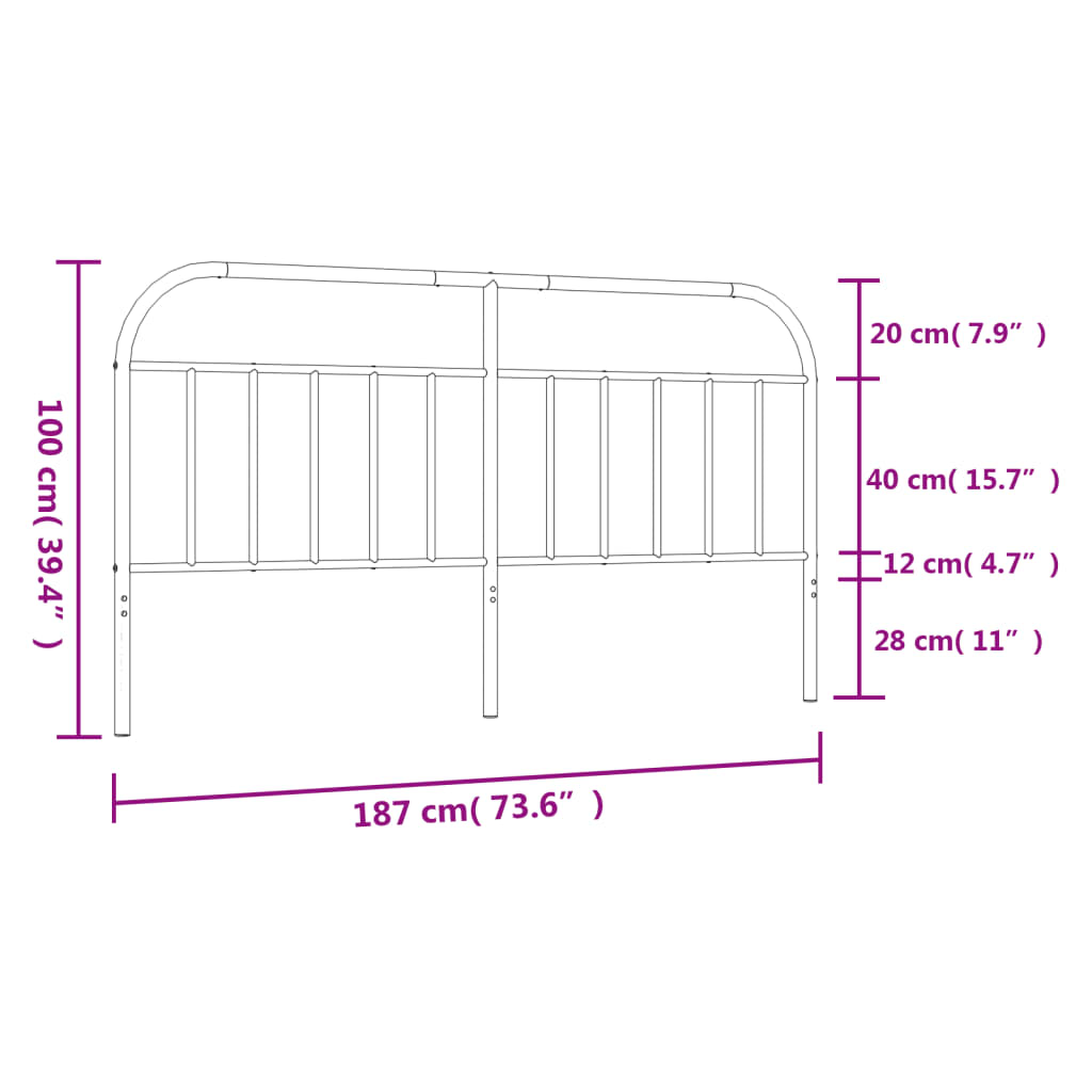 Cabeceira de cama 180 cm metal preto