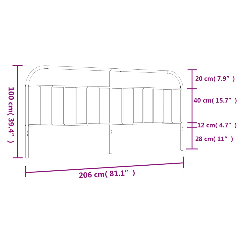 Cabeceira de cama 200 cm metal preto