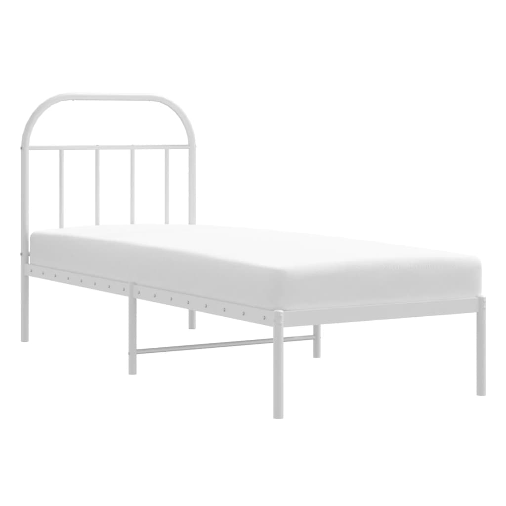 Estrutura de cama com cabeceira 75x190 cm metal branco