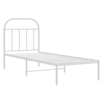 Estrutura de cama com cabeceira 75x190 cm metal branco