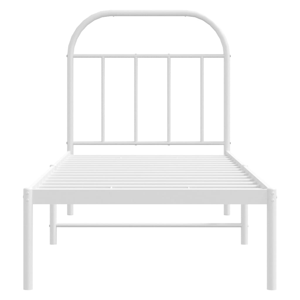 Estrutura de cama com cabeceira 75x190 cm metal branco