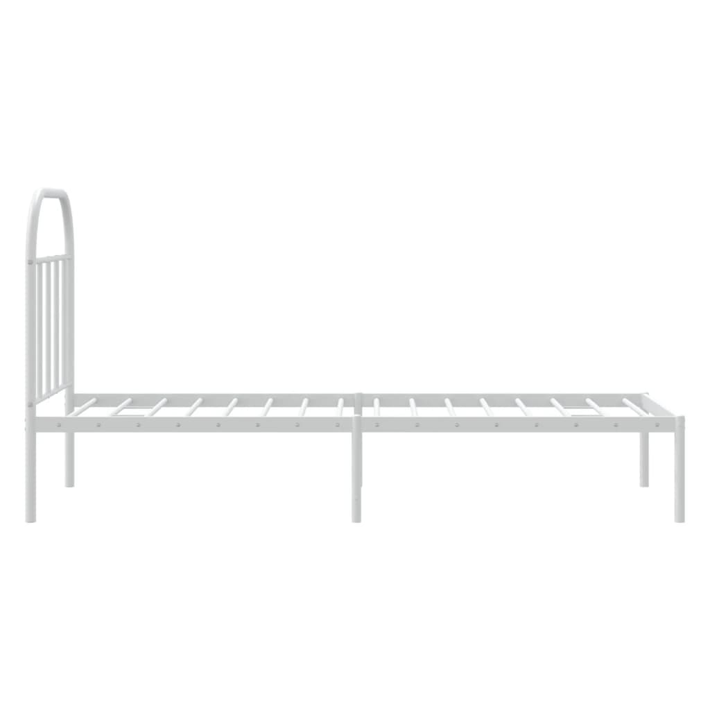 Estrutura de cama com cabeceira 75x190 cm metal branco