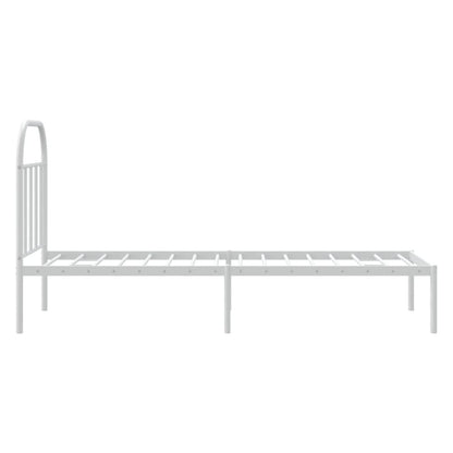 Estrutura de cama com cabeceira 75x190 cm metal branco