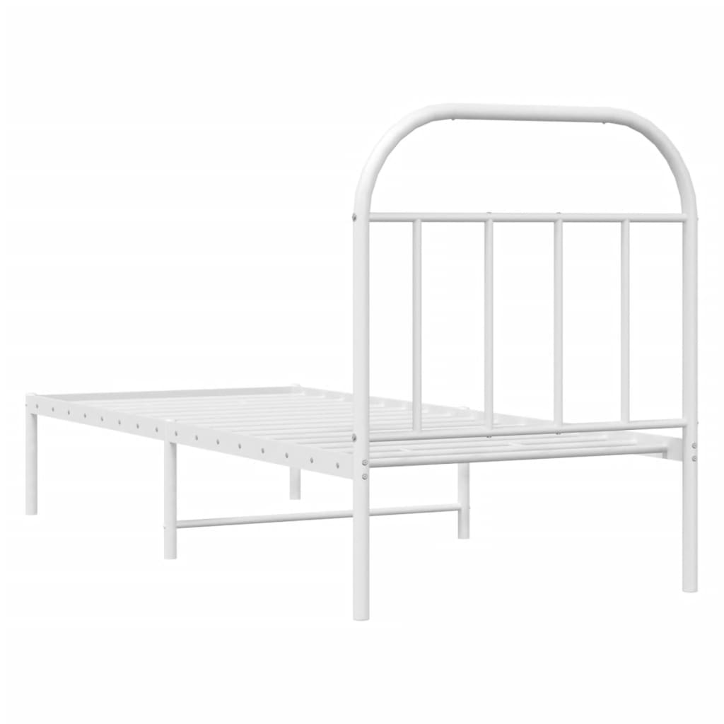 Estrutura de cama com cabeceira 75x190 cm metal branco